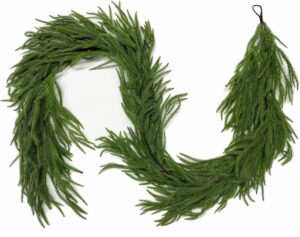Realistic Norfolk pine Christmas garland with soft draping branches