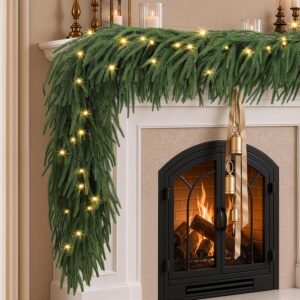 Pre-lit Norfolk pine Christmas garland with soft draping greenery